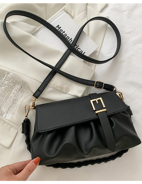 Fashion Black Woven Pleated Crossbody Bag