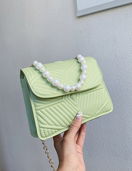 Fashion Green Pearl Embroidery Thread Shoulder Messenger Bag