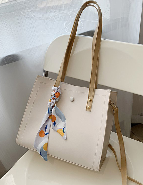 Fashion White And Yellow Contrast Silk Scarf Large Capacity One-shoulder Mother-and-child Bag