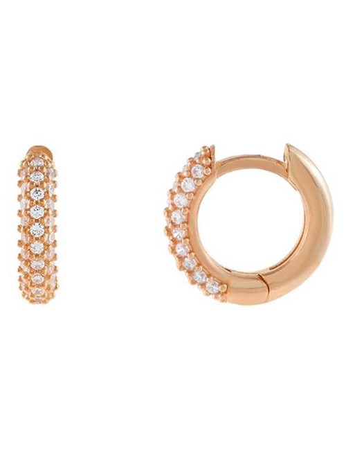 Fashion Rose Gold Zircon Round Ear Ring