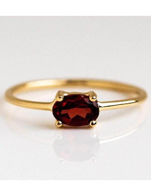 Fashion Red Gold-plated Zircon Round Ring