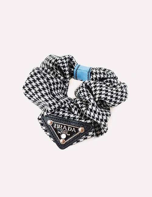 Fashion Medium Houndstooth Letter Card Pleated Hair Tie