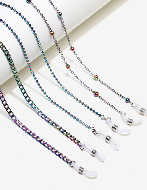 Fashion Color Three-piece Set Of Copper Colorful Clip Bead Glasses Chain