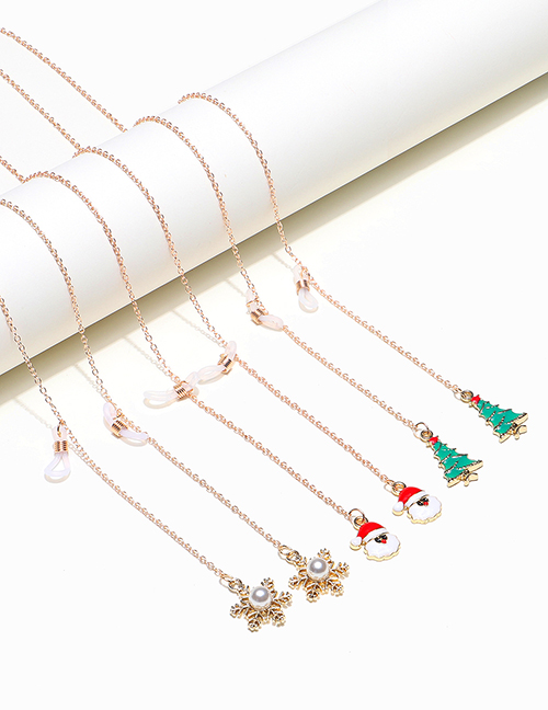 Fashion Whole Set Santa Claus Snowflake Christmas Tree Glasses Chain Set