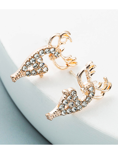 Fashion Gold Color Diamond Elk Stud Earrings