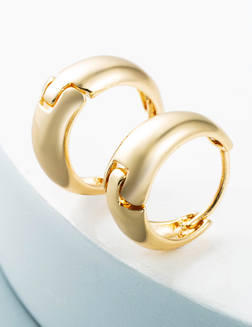 Fashion Gold Color C-shaped Hollow Smooth Earrings