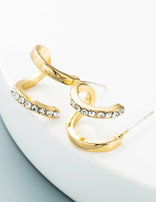 Fashion Gold Color Double Circle Zircon Ear Ring