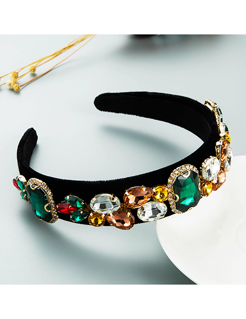 Fashion Color Diamond-studded Broad-brimmed Headband