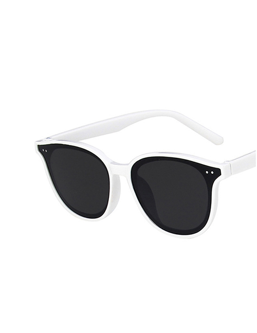Fashion Solid White Gray Round Rice Nail Sunglasses