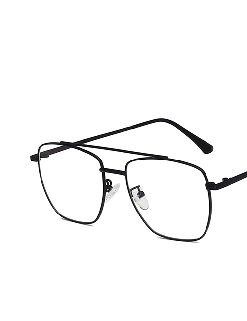 Fashion Black Color Double Beam Irregular Flat Glossy Glasses Frame