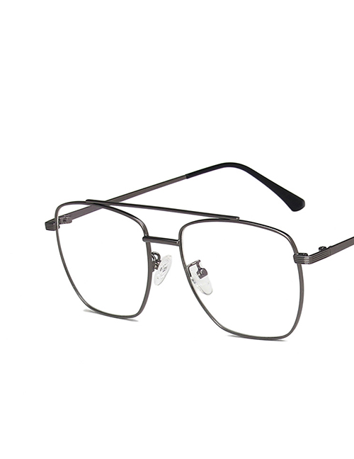 Fashion Gun Double Beam Irregular Flat Glossy Glasses Frame