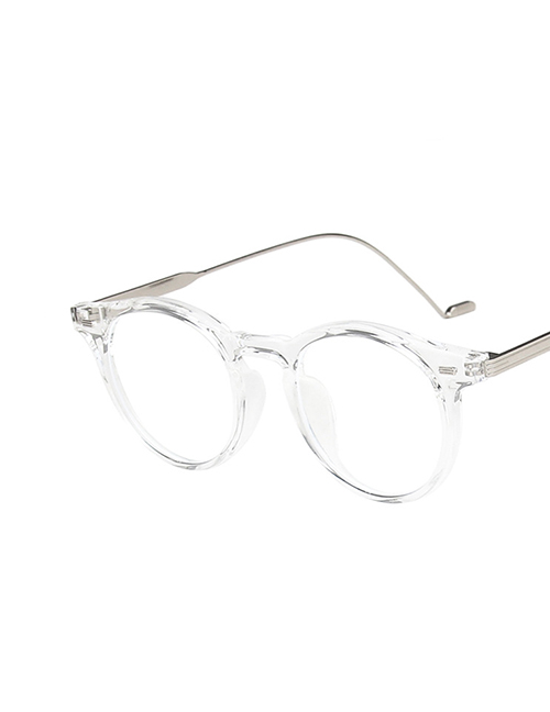 Fashion Transparent White Rice Nail Circular Flat Glossy Glasses Frame