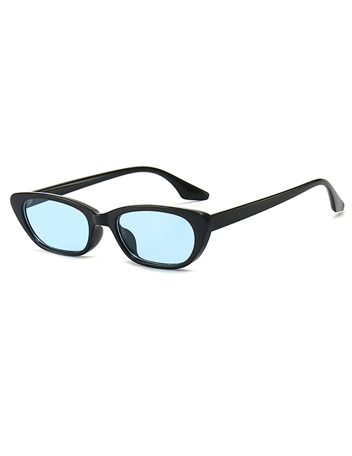 Fashion Bright Black Blue Film Small Frame Cat Eye Sunglasses