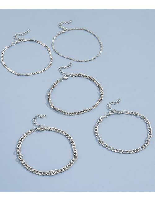 Fashion Silver Color Metal Chain Foot Chain Five-piece Set