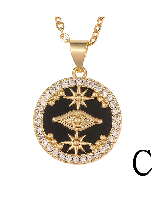 Fashion C (black) Circle Diamond Eye Stars Bee Necklace