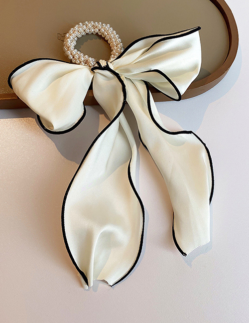 Fashion White Pearl Wrapped Bow Hair Ring