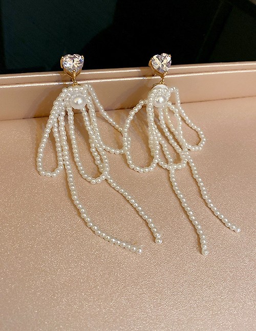 Fashion Pearl Beaded Pearl Tassel Earrings