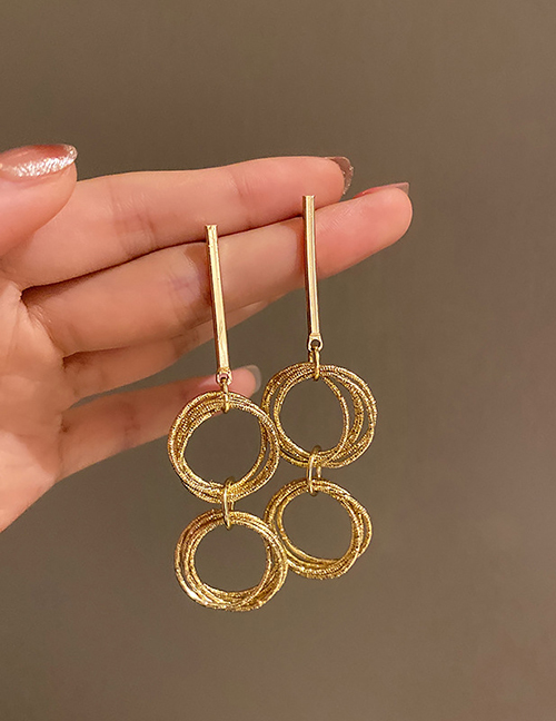 Fashion Gold Color Metal Multilayer Circle Earrings
