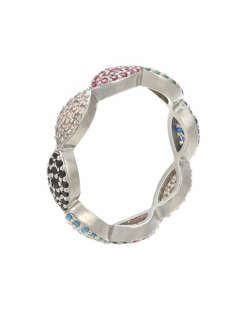 Fashion White Gold Micro-set Geometric Ring