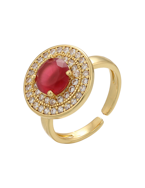 Fashion Red Micro-set Gem Round Ring