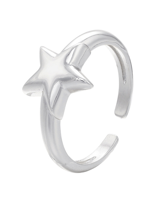 Fashion White Gold Micro Inlaid Five-pointed Star Ring