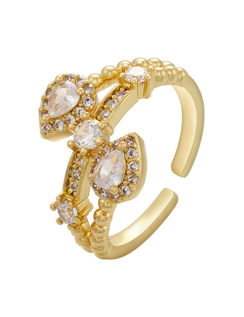 Fashion Gold Color Slightly Inlaid Snake-shaped Three-tier Ring
