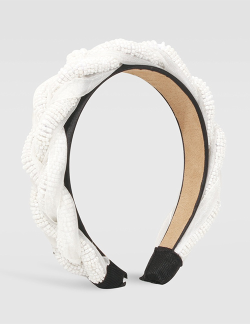 Fashion White Twist Braided Broad-brim Headband