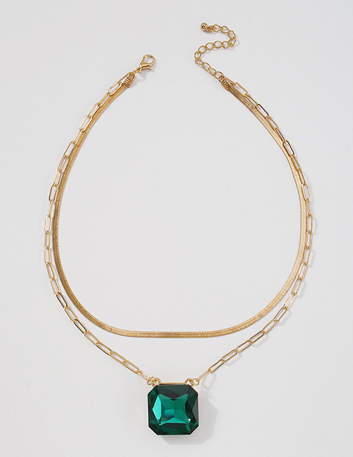 Fashion Gold Color Square Rhinestone Snake Bone Chain Necklace