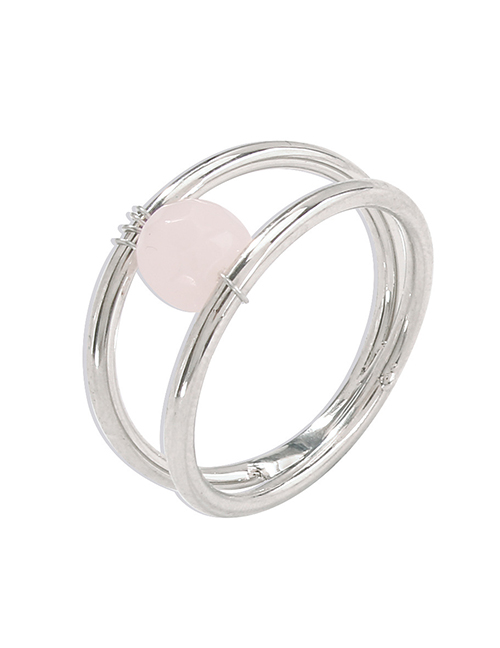 Fashion Pink Geometric Bead Double Ring