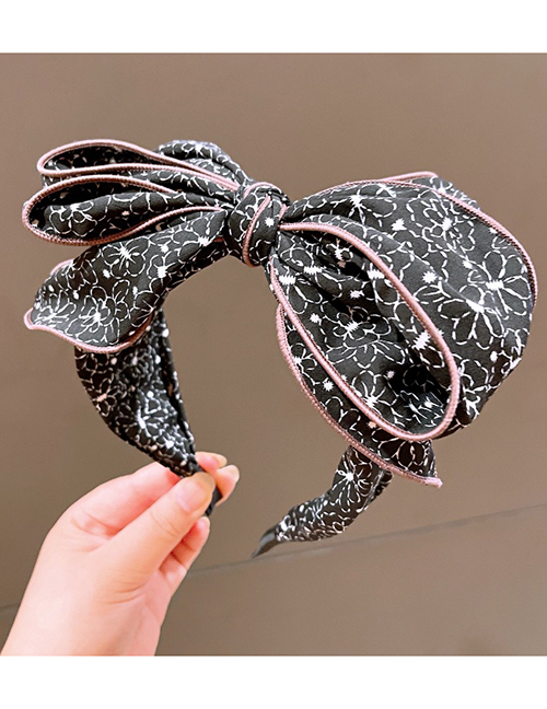 Fashion Black Multi-layer Printed Bow Headband