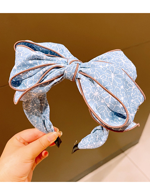 Fashion Blue Multi-layer Printed Bow Headband
