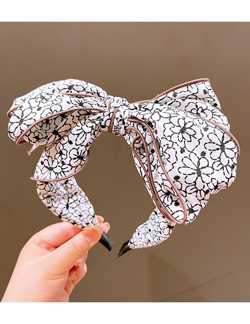 Fashion Off-white Multi-layer Printed Bow Headband