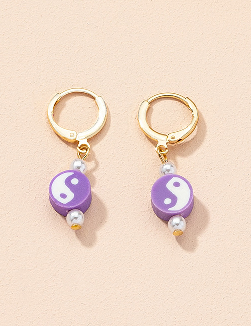 Fashion Purple Soft Pottery Gossip Ear Ring