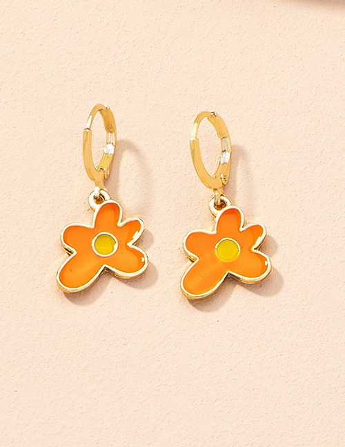 Fashion Orange Alloy Drip Flower Earrings