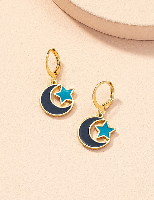 Fashion Blue Moon Star Stud Earrings