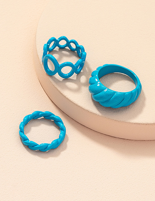 Fashion Blue Suit Thread Hollow Ring Set