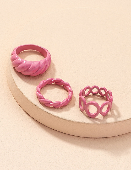 Fashion Pink Suit Thread Hollow Ring Set