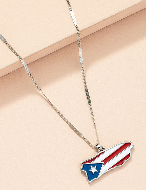 Fashion Silver Color Alloy Dripping Oil Flag Necklace