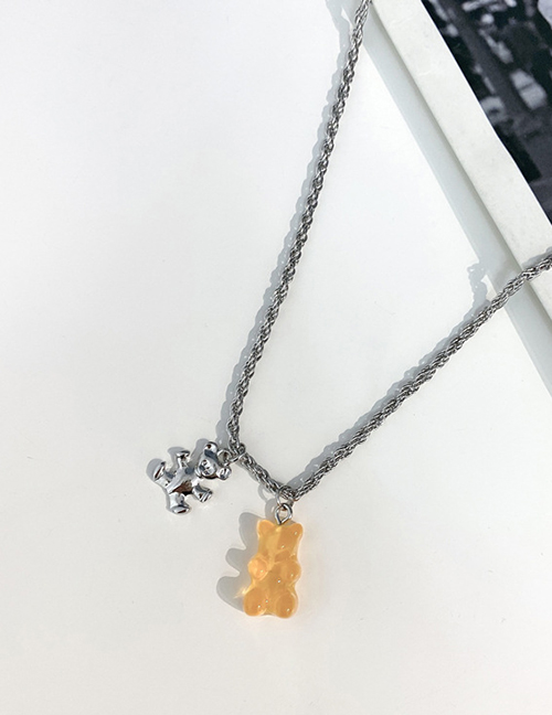 Fashion Thin Orange Bear Chain Cartoon Bear Necklace