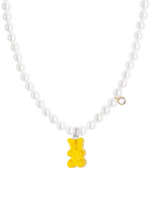 Fashion Yellow Bear Pearl Cartoon Bear Pearl Necklace