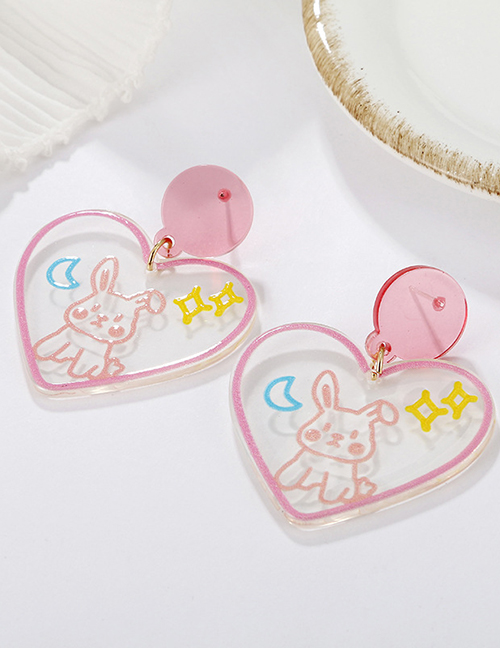 Fashion Pink Love Earrings Acrylic Girl Flower Earrings