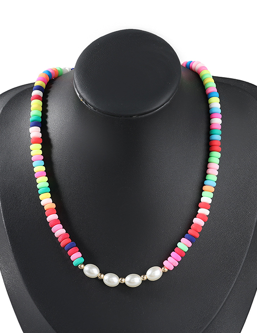 Fashion Color Alloy Soft Pottery Pearl Necklace
