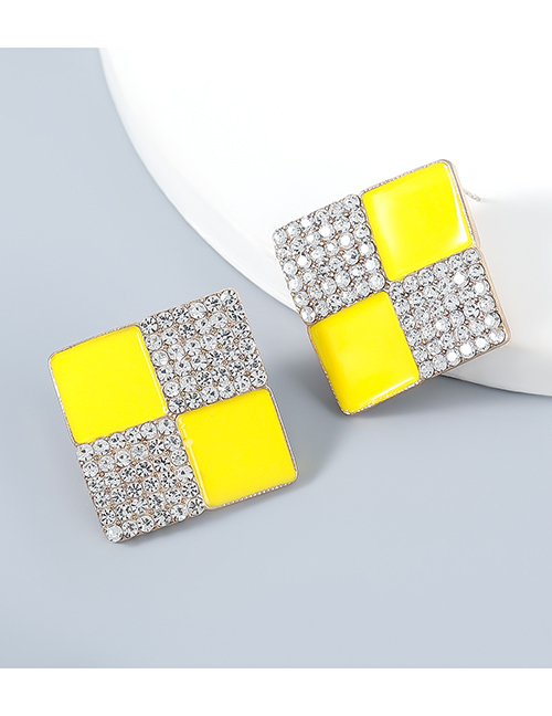 Fashion Yellow Alloy Drip Drilling Rings Earrings