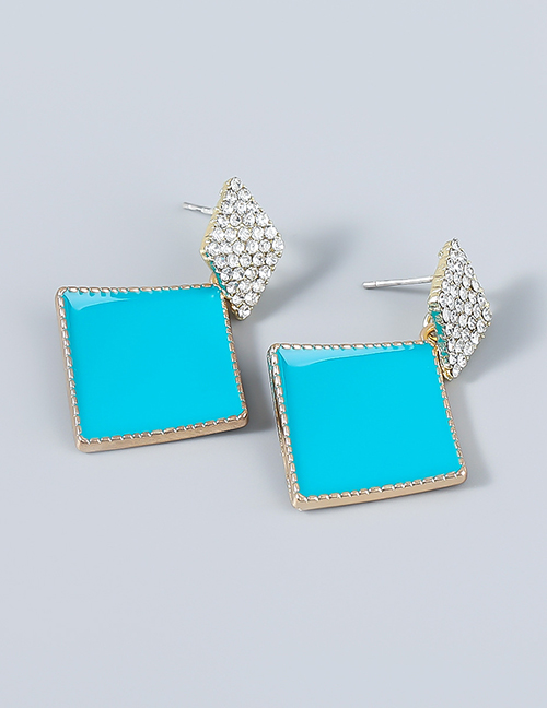 Fashion Blue Alloy Drip Drilling Rings Earrings