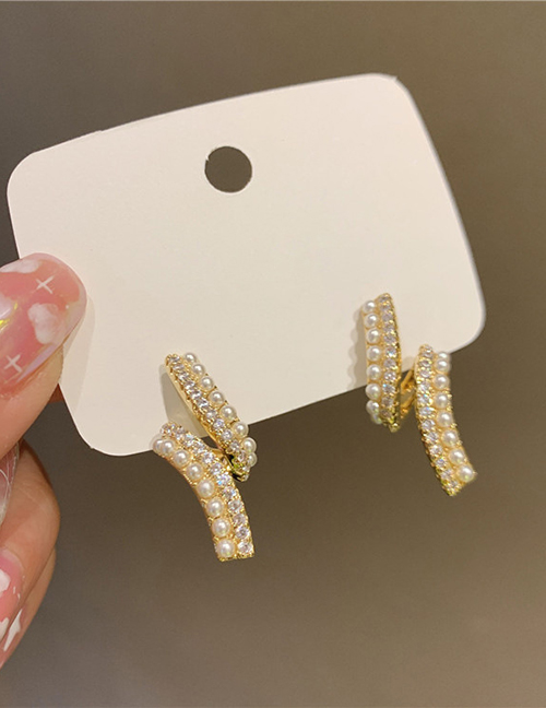 Fashion Gold Color Diamond Pearl Earrings