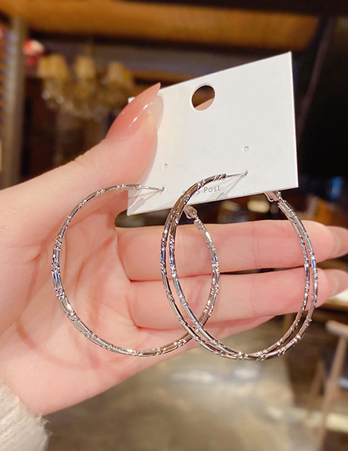 Fashion Silver Color Geometric Round Metal Earrings