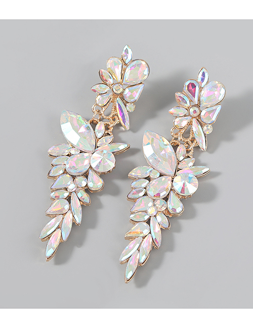 Fashion Ab Color Alloy Diamond Geometric Flower Earrings