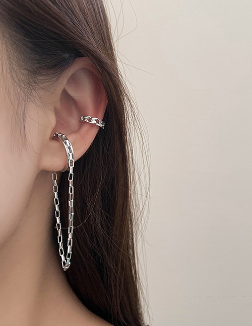 Fashion Silver Color Alloy Chain Two-piece Ear Clip