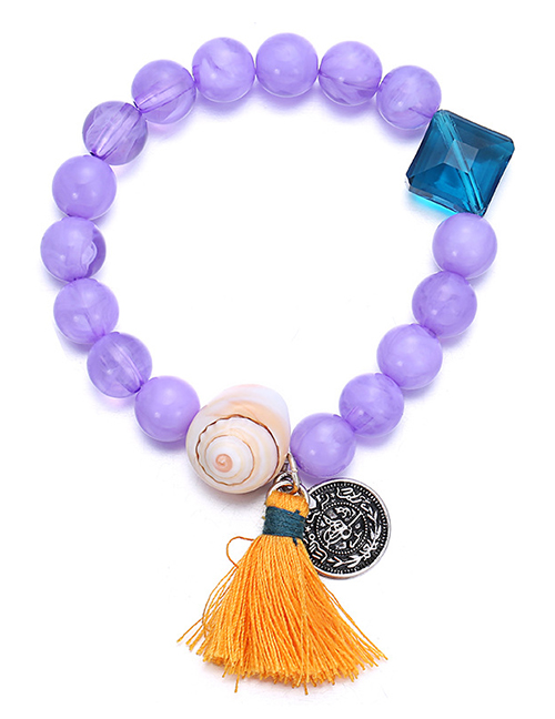 Fashion Purple Crystal Beaded Shell Flow Scorpion Bracelet
