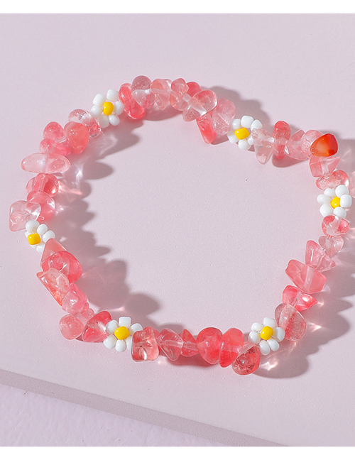 Fashion Pink Crushed Rice Beads Woven Beaded Bracelet